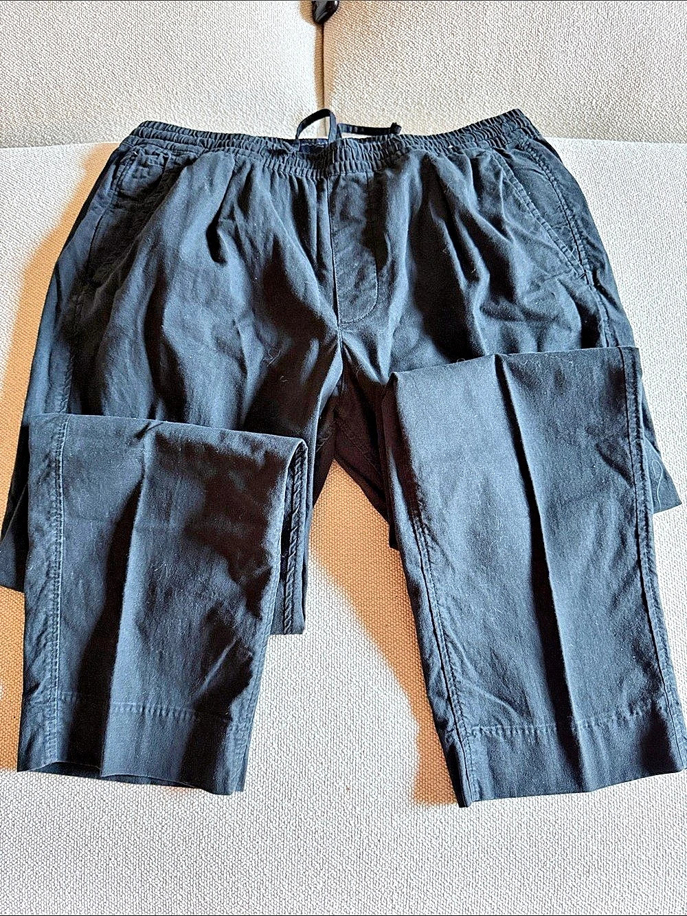 Abercrombie & Fitch Loose Linen-Blend Pull-On Pant Black Large Long
